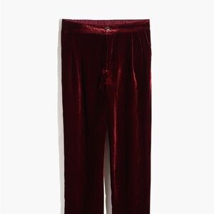 Madewell Velvet tapered pleat pull-on pants in dark Cabernet